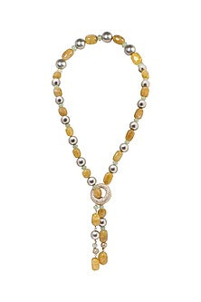 Gold Finish Quartz Beaded Necklace
