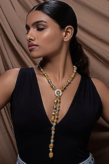 Gold Finish Quartz Beaded Necklace