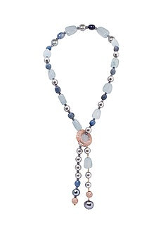 Gold Finish Cubic Zirconia & Pearl Necklace