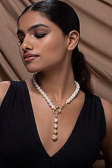 Gold Finish Pearl Necklace