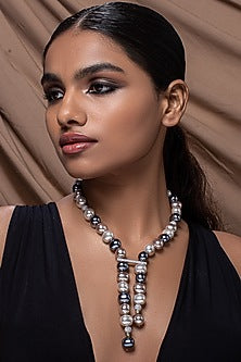 Gold Finish Pearl & Cubic Zirconia Necklace