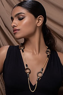 Gold Finish Pearl & Agate Necklace