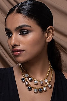Gold Finish Necklace With Pearl