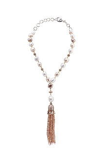 Gold Finish Pearl Zirconia Necklace