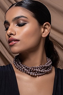 Gold Finish Pearl & Crystal Necklace