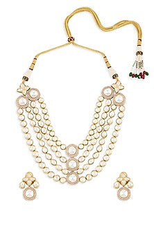 Gold Finish Crystal Stone Necklace Set