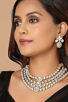 Gold Finish Crystal Stone Necklace Set