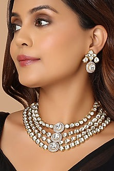 Gold Finish Crystal Stone Necklace Set