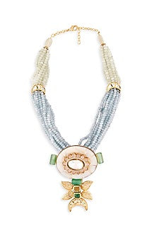 Gold Finish White Mother Of Pearl Necklace