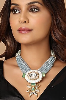 Gold Finish White Mother Of Pearl Necklace