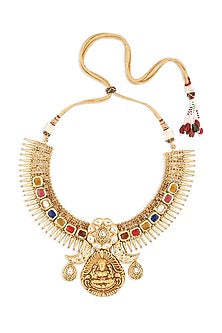Gold Finish Navratna Stones Necklace