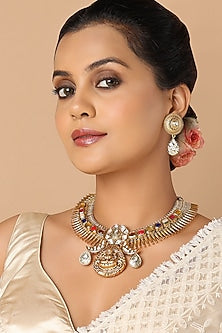 Gold Finish Navratna Stones Necklace