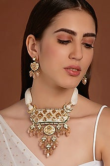 Gold Finish Meenakari Pendants Necklace Set