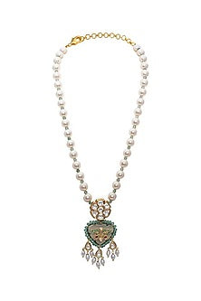 Gold Finish Kundan Polki & Beads Necklace