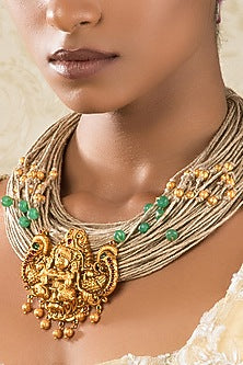 Gold Finish Lakshmi Temple Necklace
