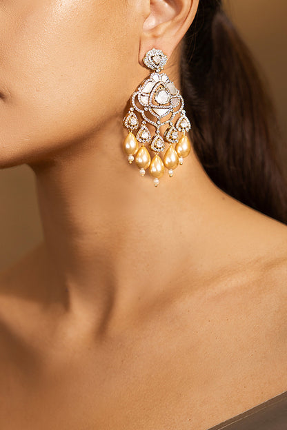 Yellow Gold Finish Dangler Earrings