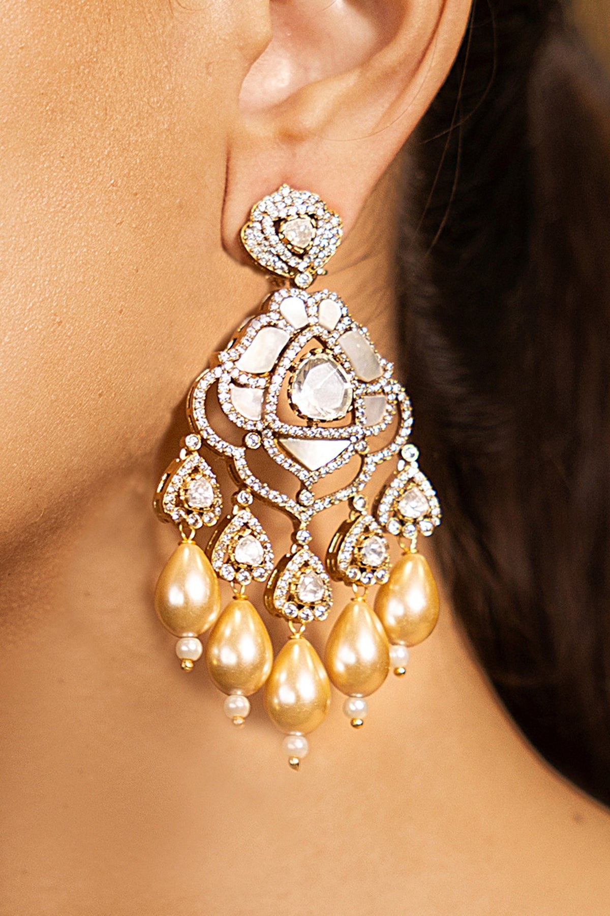 Yellow Gold Finish Dangler Earrings