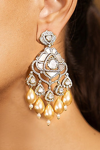 Yellow Gold Finish Dangler Earrings