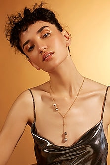 Micron Gold Finish Pearl Pendant Necklace