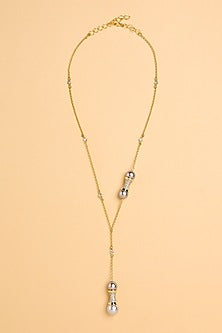 Micron Gold Finish Pearl Pendant Necklace