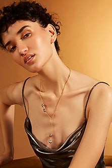 Micron Gold Finish Pearl Pendant Necklace