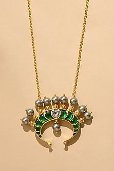 Gold Finish Green Stone Necklace