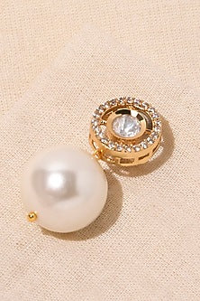 Gold Finish Kundan Polki & Pearl Drop Dangler Earrings