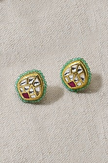 Gold Finish Lotus Stud Earrings