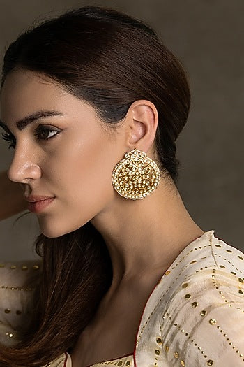 Gold Finish Brass Stud Earrings