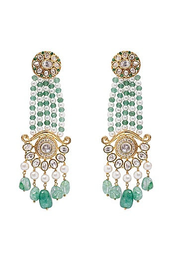 Gold Finish Shell Pearl Earrings