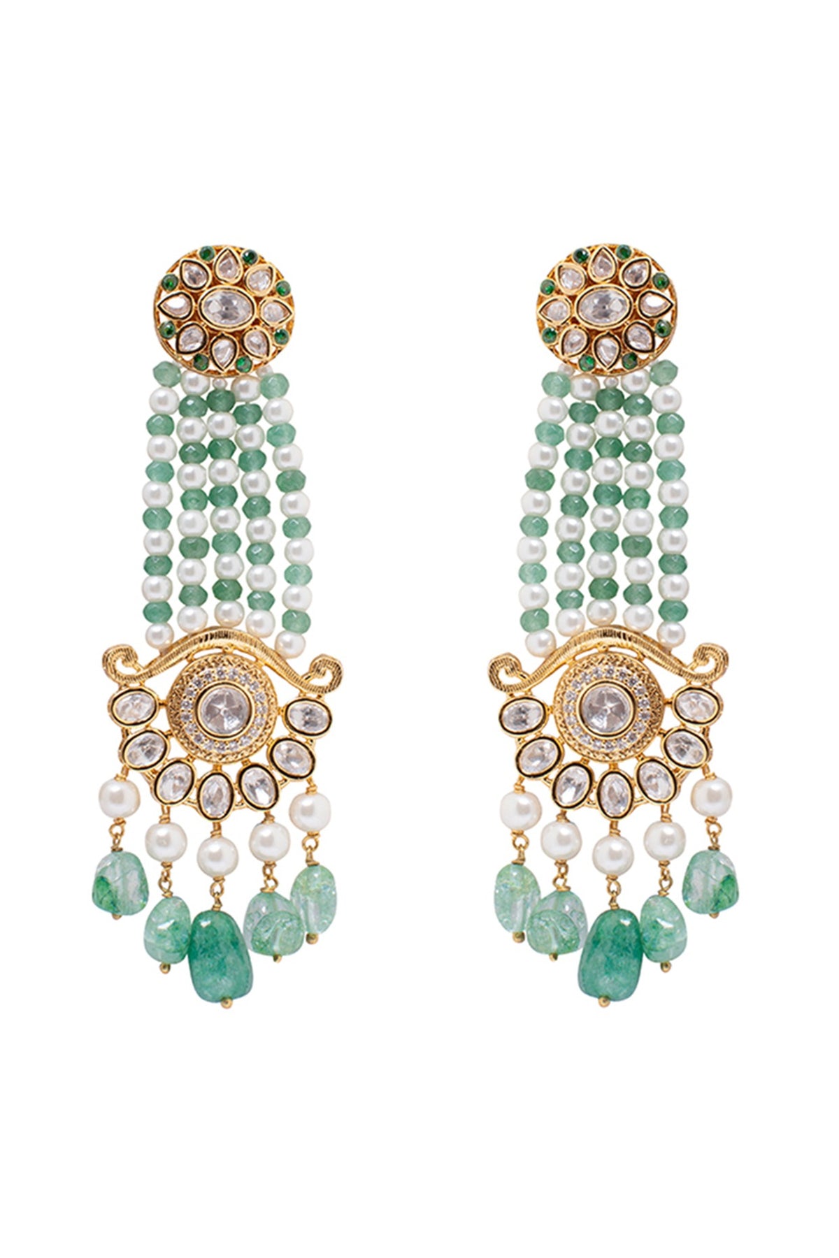 Gold Finish Shell Pearl Earrings
