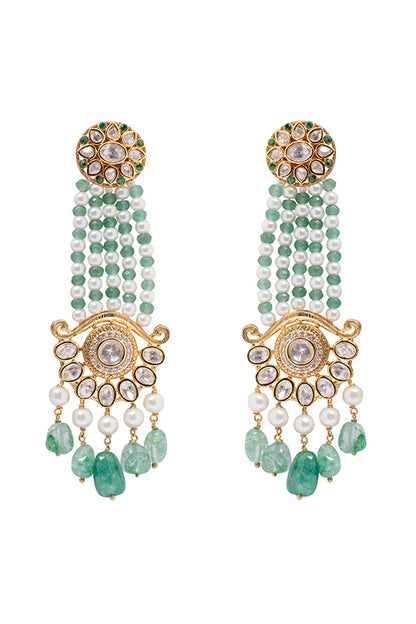 Gold Finish Shell Pearl Earrings