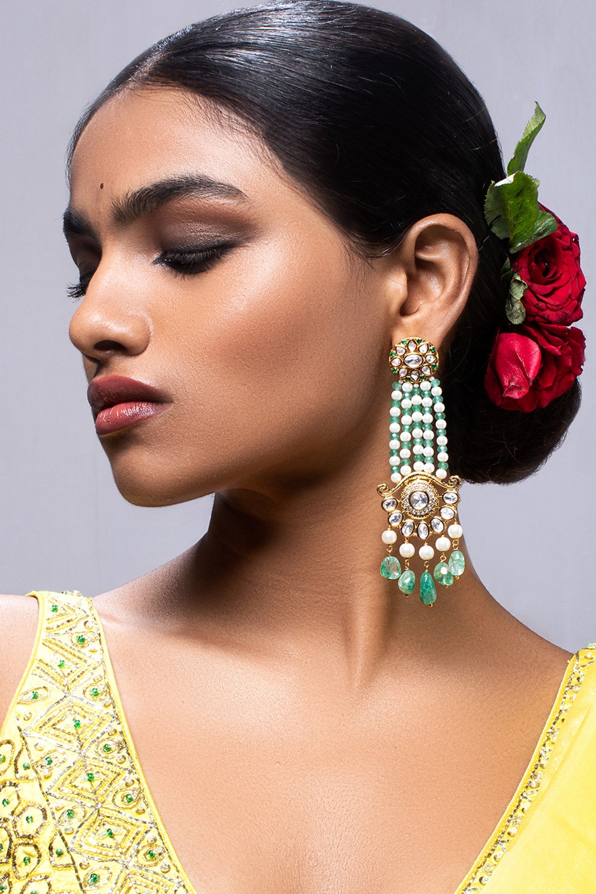 Gold Finish Shell Pearl Earrings