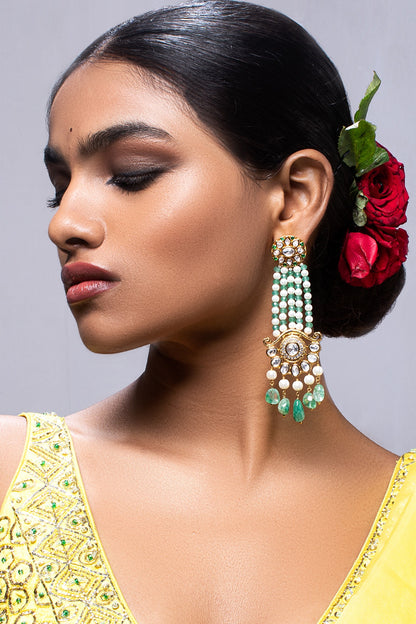 Gold Finish Shell Pearl Earrings