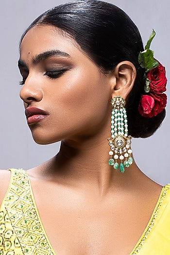 Gold Finish Shell Pearl Earrings