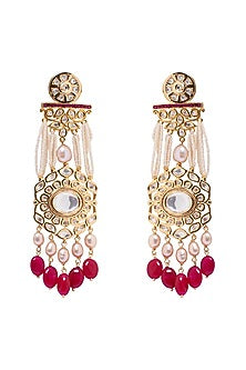 Gold Finish Hydro Ruby Drop Earrings