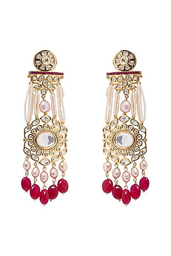 Gold Finish Hydro Ruby Drop Earrings