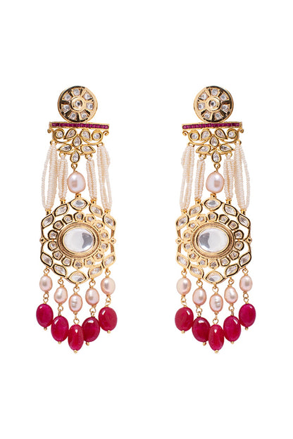 Gold Finish Hydro Ruby Drop Earrings