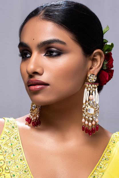 Gold Finish Hydro Ruby Drop Earrings