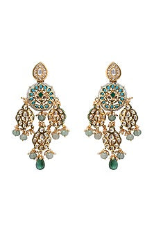 Gold Finish Turquoise Stone Earrings