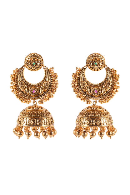 Antique Gold Finish Chandbali Earrings