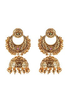 Antique Gold Finish Chandbali Earrings