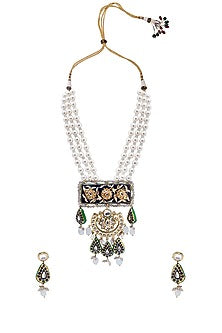 Gold Finish Meenakari Pendant Necklace Set