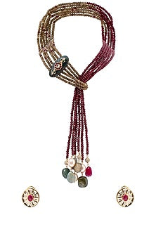 Gold Finish Agate Beaded Handcrafted Necklace Set