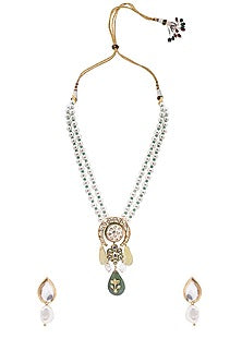 Gold Finish Beaded Meenakari Necklace Set