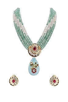 Gold Finish Beaded Handcrafted Necklace Set