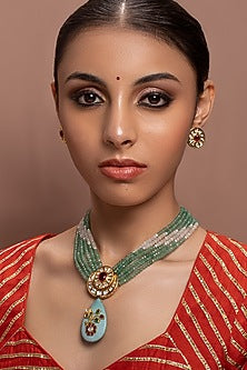 Gold Finish Beaded Handcrafted Necklace Set
