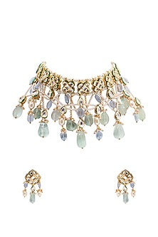 Gold Finish Shell Pearl Necklace Set