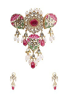 Gold Finish Meenakari Choker Necklace Set