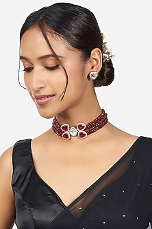 Gold Finish Beaded Choker Necklace Set